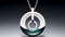 Precision-oriented Geometric Pendant With Green, Black, And White Ring