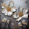 Precision Painting: Two Silver Flowers With Gold Foliage