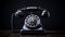 Precisionism-inspired Black Rotary Telephone For Website And Advertising