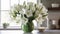 Precisionist Lines: Captivating White Flower Vase