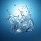 Precisionist Style Blue Water Splash On Light Background