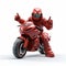 Precisionist Style Red Game Character On Motorcycle
