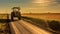 Precisionist Tractor: Uhd Image Of Rural Life At Sunset