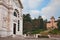 Predappio, Emilia-Romagna, Italy: the church and the ancient city hall Palazzo Varano, where he Lived Benito Mussolini