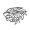 Predator Beast Head Mascot Line Art. Vintage Hand Drawn Vector Illustration