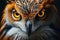 Predators portrait Wild hunter owl closeup, plumage, head, feathers