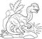 Predatory Dilophosaurus, linear illustration.