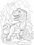 Predatory dinosaur allosaurus, coloring book, funny illustration