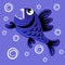 predatory evil piranha fish. Fabulous underwater world. Styling, cartoon style