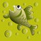 predatory evil piranha fish. Fabulous underwater world. Styling, cartoon style