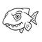 Predatory fish jaw piranha cartoon illustration