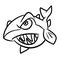 Predatory fish jaw piranha cartoon illustration