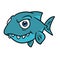 Predatory fish jaw piranha cartoon illustration