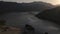 Predawn aerial view of Pyramid Lake, a recreational destination formed by Pyramid Dam on Piru Creek, San Emigdio