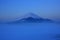 Predawn Mt. Fuji over freeze up Lake Yamanaka