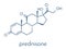 Prednisone corticosteroid drug molecule. Skeletal formula.