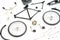prefabricated parts of a bicycle model on a white background