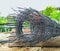 Prefabricated rebar circle of house structure and bathroom renovation, small project of family.
