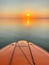 Prefect sunset reflection on a lake. Photo taken from a boat