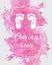 Pregnancy announcement concept illustration. Baby gender reveal concept illustration. Watercolor imitation splash with baby