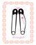 Pregnancy announcements with safety pin vector. Baby girl announcement greeting card