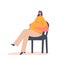 Pregnancy Assistance and Support. Pregnant Female Character with Big Belly Sit on Chair with Upset Face, Anxious Woman