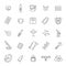 Pregnancy, gynecology, childbirth and motherhood line icons set