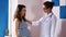 Pregnancy, gynecology, medicine, health care and people concept - gynecologist doctor and pregnant woman meeting at