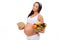 Pregnancy, health and beauty. Tablets, vitamins or fruit