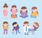 Pregnancy and maternity, cartoon pregnant women babies kid and female doctor