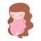 Pregnancy and maternity, cute pregnant woman touching belly, isolated icon