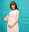 Pregnancy, motherhood and happy future mother concept - woman