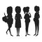 Pregnancy motherhood people expectation black silhouette pregnant woman character life with big belly vector