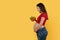 Pregnancy Nutrition. Beautiful Pregnant Woman Holding Bowl With Vegetable Salad