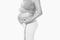 Pregnancy. Pregnant woman`s belly. Measuring pregnant belly centimeter. Health