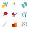 Pregnancy symbols icons set, flat style