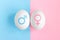 Pregnancy Test. Concept boy or girl. Symbols of man and woman. Gender affiliation concept