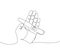 Pregnancy test on the left palm one line art. Continuous line drawing of pregnancy, testing, analysis, ovulation, happy