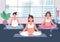Pregnancy yoga group flat color vector illustration