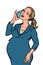 Pregnant businesswoman talking on the phone