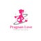 Pregnant care logo protection mom and baby to happy family