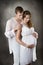 Pregnant Couple Studio Portrait, Young Family Pregnancy