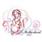 Pregnant female beautiful body outline, mother-to-be drawn vector illustration.