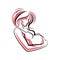 Pregnant female beautiful body outline, mother-to-be vector drawn illustration. Happiness and caring theme.
