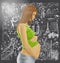 Pregnant Female With Belly Against Love Background