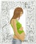 Pregnant Female With Belly Against Love Background