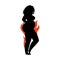 Pregnant female silhouette on a white background. The girl in the prenatal period is posing. Vector stock illustration