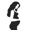 Pregnant girl. Black silhouette. Woman with long hair and in a dress. The joy of motherhood. Waiting for the birth of a child.