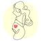 Pregnant girl. Linear drawing depicting a heart