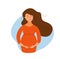 Pregnant happy young girl vector colorful cartoon illustration.